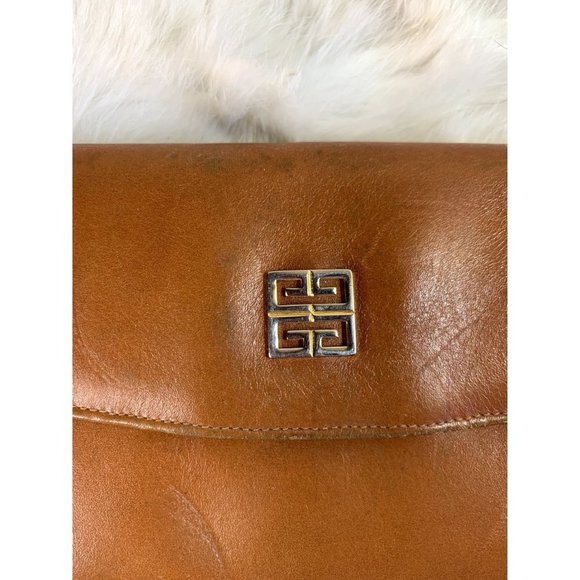Vintage Givenchy Tan Leather Wallet Tri-fold Bag Clutch - Picture 2 of 14